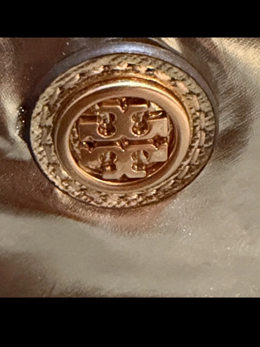 NWT! Tory Burch Metallic Pale Gold Logo Cosmetic Case